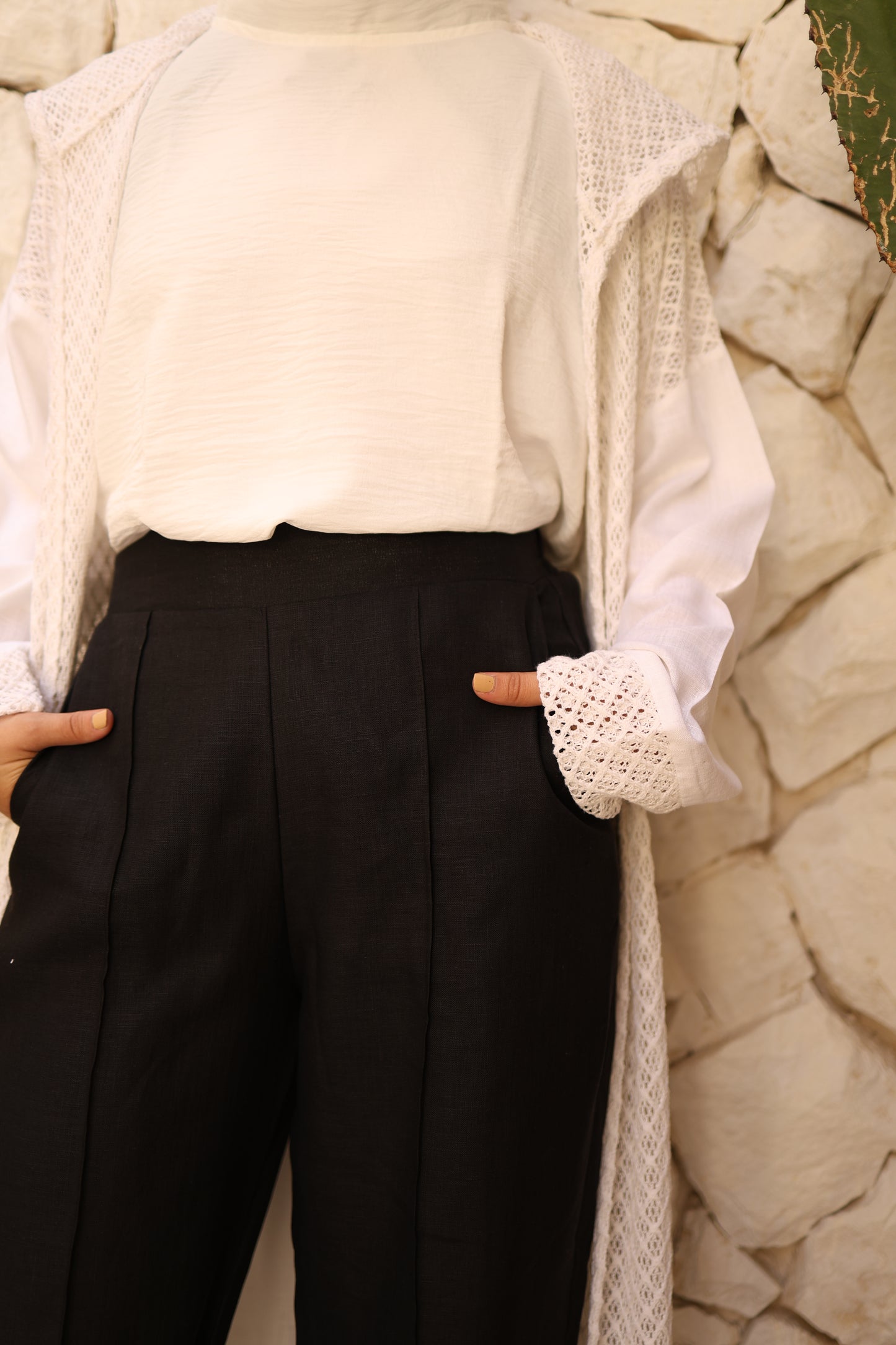 “Linen in Pants” in black