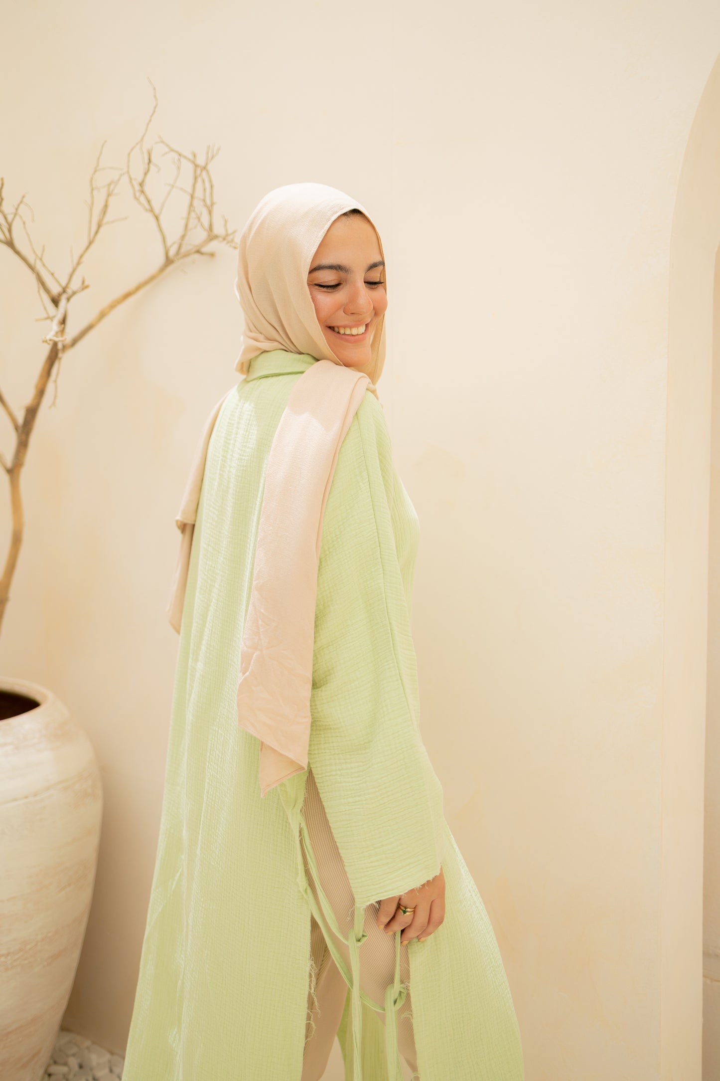 “Tie Me top” in green